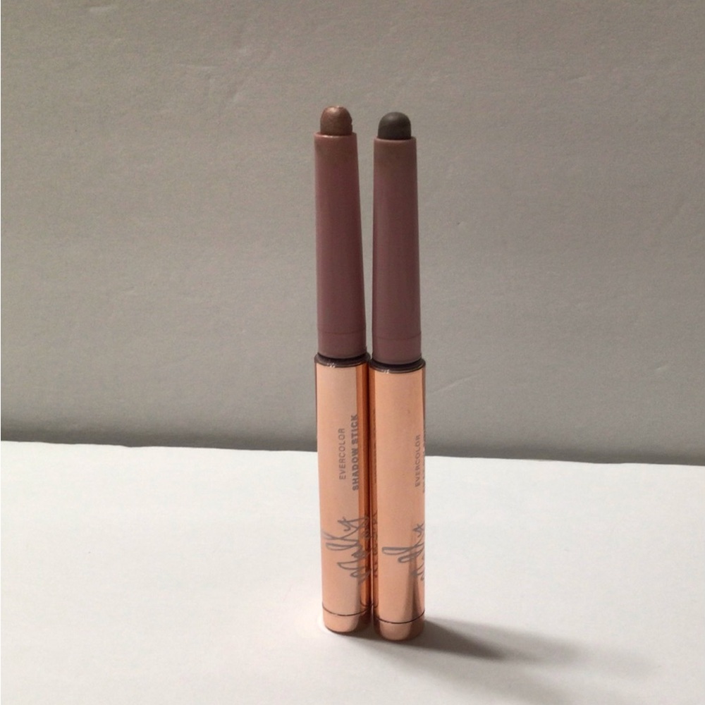 Mally Eyecolor Matte Shadow Sicks and pink stripe makeup bag